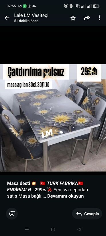 Информатика: *Masa dəsti* 💥 _🇹🇷 *TÜRK FABRİKA🇹🇷*_ _*ENDİRİMLƏ*_ : *299₼* 💃🏻 Yeni