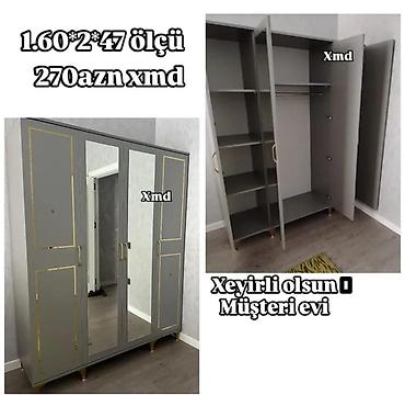Dolablar: Yeni, 4 qapılı, Güzgülü, Boz, Açılan, Düz dolab — 1