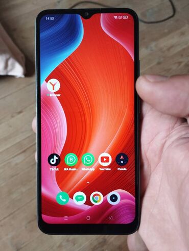 sadə telefonlar: Realme C21, 32 GB, rəng - Mavi, Barmaq izi, İki sim kartlı