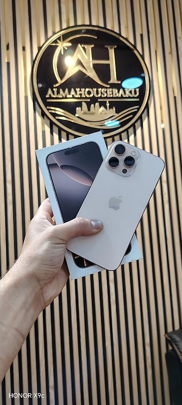 telefon iphone 6: IPhone 16 Pro Max, 256 GB, Desert Titanium, Face ID, Sənədlərlə, Zəmanət — 1