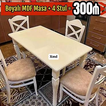 mermer stol: Mətbəx üçün, Yeni, Açılmayan, Dördbucaq masa, 4 stul — 1