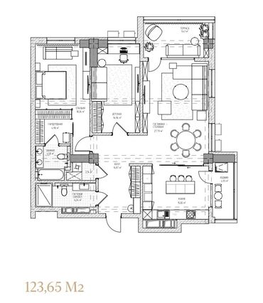 недвижимость квартира: 3 комнаты, 124 м², Элитка, 15 этаж, ПСО (под самоотделку)
