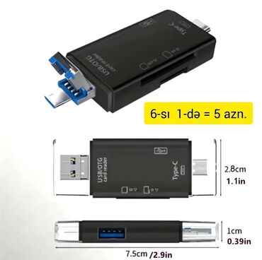 Digər ehtiyat hissələri: Çoxfunksiyalı KART OXUYUCU ADAPTERİ. SD, TF, CF kartları, eləcə də — 2