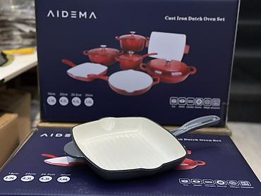 галоген: Набор чугунной посуды AIDEMA — Cast Iron Dutch Oven Set. Состав — 8