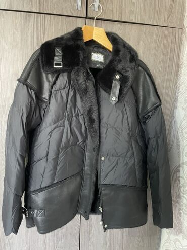 брендовая мужская одежда бишкек: Женская зимняя куртка с меховой отделкой - Цвет: черный - Размер L,Xl