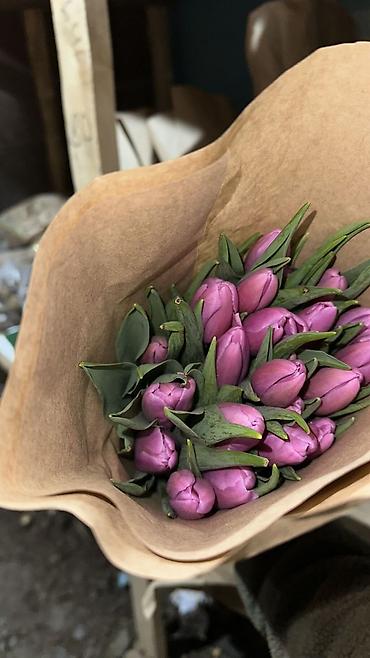 Букеты из живых цветов: Тюльпаны в крафтовой упаковке — сборные букеты из свежесрезанных — 2