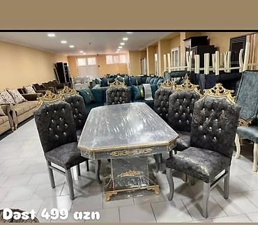 masa ayaqları: Qonaq otağı üçün, Yeni, Açılmayan, Dördbucaq masa, 6 stul — 1