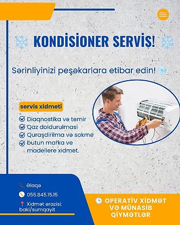kondisioner qiyməti: Təmir, Split kondisionerlər, Frion vurulması, Zəmanətlə — 1