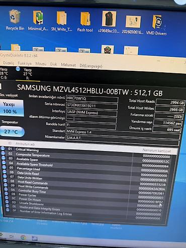 ikinci el ipad pro: Daxili SSD disk Samsung, 512 GB, M.2, İşlənmiş — 2