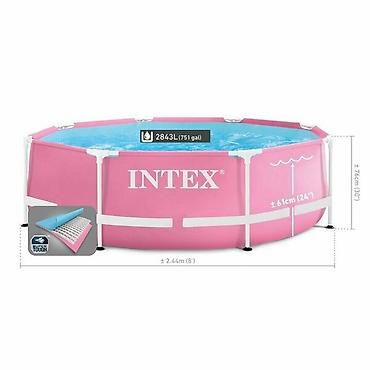интекс: 244/76см. Каркасный бассейн Pink Metal Frame, Intex 28290. Размер — 2