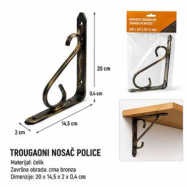 KMT Crni četka cvet nosač 9364597 Elegantni trougaoni nosač police sa
