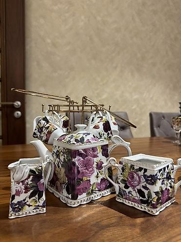 çay servisi: Çay dəsti, rəng - Bənövşəyi, Farfor, 6 nəfərlik — 6