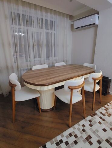 Divan və masa dəstləri: Qonaq otağı üçün, İşlənmiş, Oval masa, 6 stul