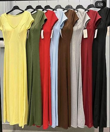 massimo dutti torba: Dugačka letnja haljina sa kratkim rukavima i V-izrezom. - Duga — 6