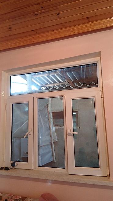 plastik qapi pencere satisi: PVC pəncərə dəsti - Material: ağ rəngli PVC profil - Konstruksiya: 3 — 1