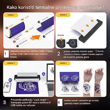 Ostala elektronika: Mini prenosivi A4 štampač za tetoviranje - Prenosivi termalni štampač — 10