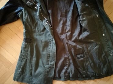 Ostale jakne, kaputi, prsluci: Jakna H&M, tamno maslinasto zelena, sa koznim rukavima. Poluobim — 8