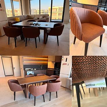 kafe stul: EmbaWood brendindən yemək masası və 6 ədəd stul dəsti - Komplekt: 1 — 1