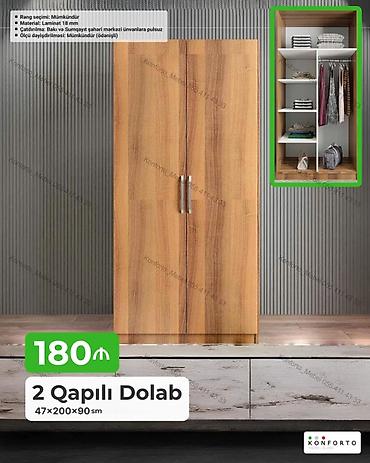 Dolablar: 2 qapılı paltar dolabı - Ölçü: 47×200×90 sm - Material: 18 mm laminat — 1