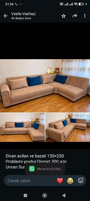 Divan acilan ve bazali 150×250 Problemi yoxdur.Qiymet 300 azn Unvan