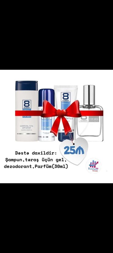 Şəxsi əşyalar: Şampun&Duş Geli 250 ml Desedorant 100 ml Təraş Geli 75 ml 8