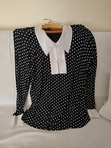 Qadın geyimləri: Qara-ağ xallı uzunqoll köynək/bluz - Brend: IVI Mens (etiketdə — 3