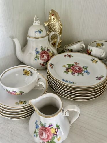 ucuz qablar: Çay dəsti, rəng - Ağ, Farfor, Almaniya