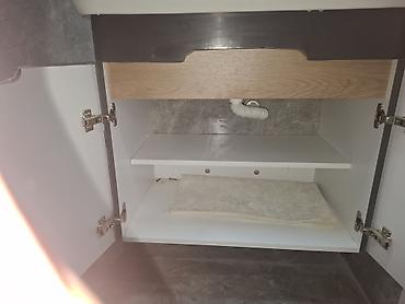 odun taxta: Hamam üçün lavabo və dolab dəsti - İnteqrə edilmiş keramik/quartz — 3