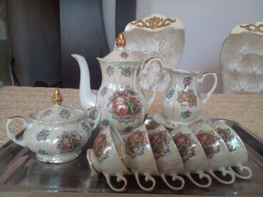 qab qacaq ecemi: Çay dəsti, rəng - Ağ, Farfor