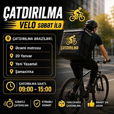 genceda iş elanlar: Velo səpət ilə çatdırılma xidməti Xüsusiyyətlər: - Sürətli çatdırılma — 1