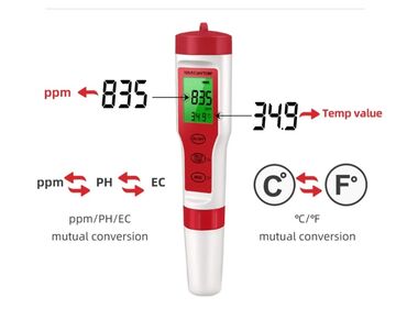 radiasiya ölçən cihaz: Su testeri. Model: TPH 01139A TDS, PH, EC və termometr ● Ölçmə