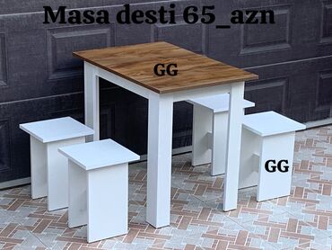 metbex stol stul işlenmiş: Mətbəx üçün, Yeni, Dördbucaq masa, 4 stul