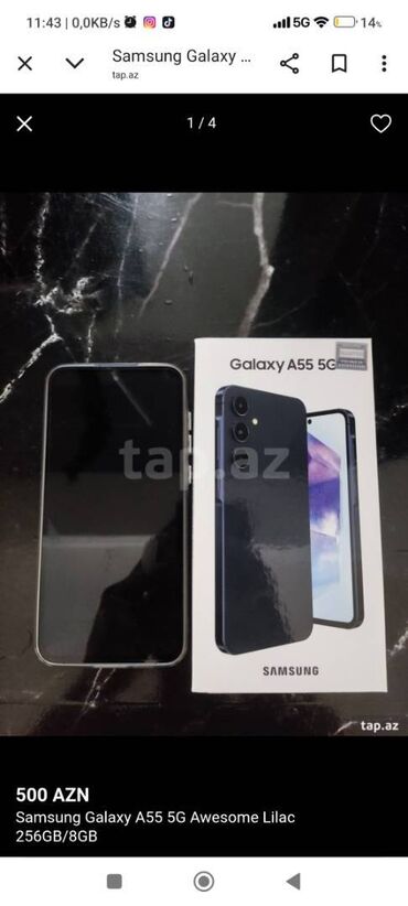 samsung a70 ekrani: Samsung Galaxy A55, 256 GB, Zəmanət, Barmaq izi, İki sim kartlı