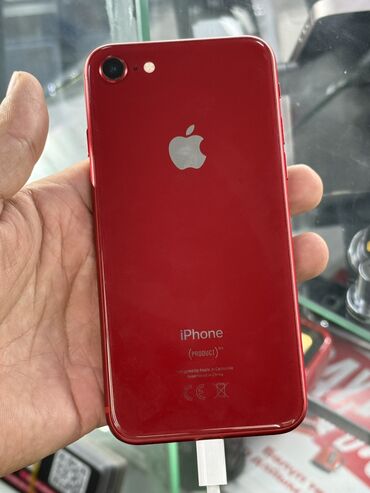 наклейка эпл: IPhone 8, Колдонулган, 64 ГБ, Кызыл, Коргоочу айнек, Каптама
