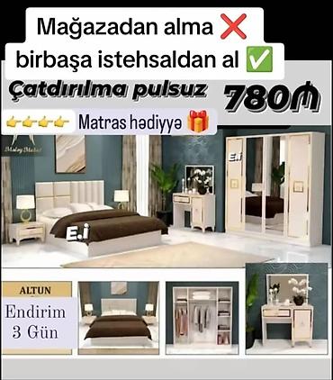 altinbasak yataq destleri: İkinəfərlik çarpayı, Dolab, Yeni — 1