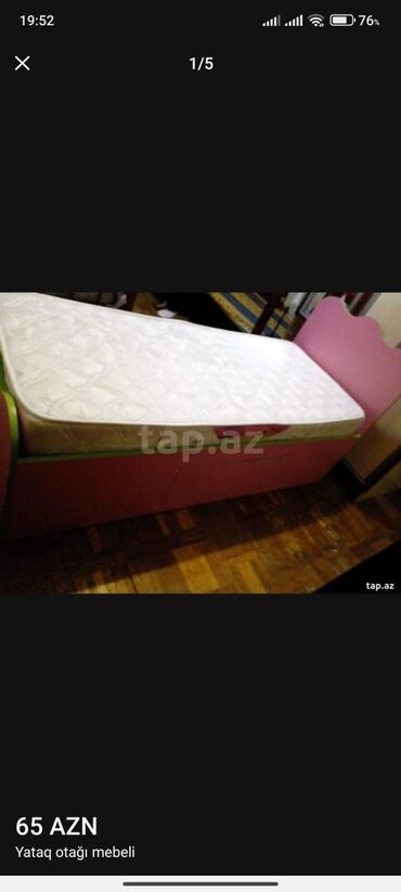 кровать качалка: Б/у, Для девочки, С подъемным механизмом, С матрасом, С выдвижными ящиками, Азербайджан