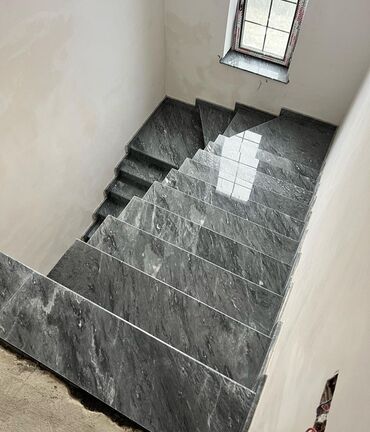 Plitə işləri: Mərmər naxışlı keramoqranit döşəmə və divar kafel işləri - — 9