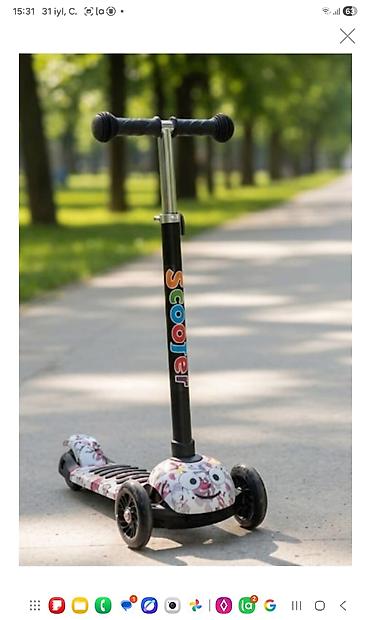 scooter ucuz: Uşaq skuter - Rəngli “Scooter” yazılı idarəetmə dirəyi - Tənzimlənən — 1