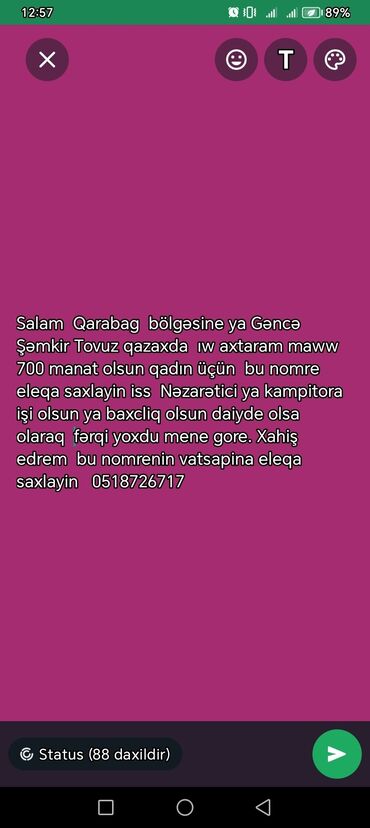 tovuz iş elanları: İşi özümü üçün axtram kimdən normal iş var xahiş edrem vatsp eleqa