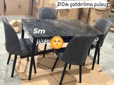 plastik stol stul: Для кухни, Новый, Раскладной, Прямоугольный стол, 4 стула