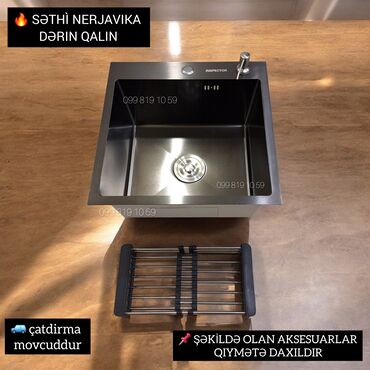 Duş başlıqları: Yeni Kvadrat Mətbəx çanağı, Şkafsız, Paslanmaz polad, Pulsuz çatdırılma