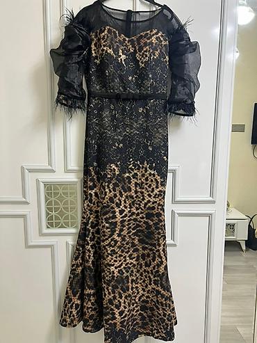 Leopar printli zərif ziyafət geyimi - Rəng və naxış: Qara əsas