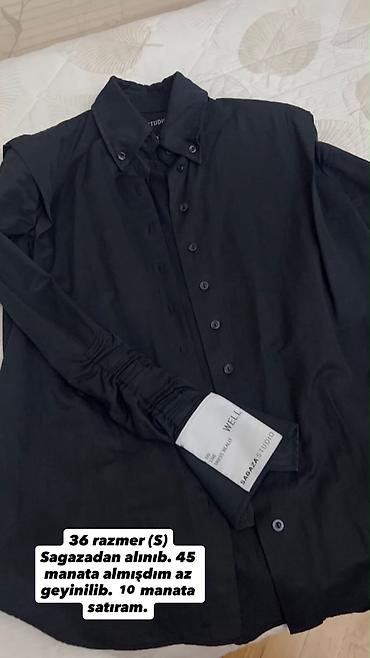 puma az: Qara düyməli qadın köynəyi - Brend: Sagaza Studio (etiketdə “WELL” — 1