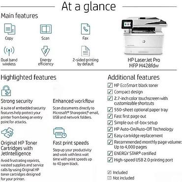 hp 625: Printer "HP LaserJet Pro MFP M428fdw (W1A30A)"Printer HP LaserJet Pro — 3