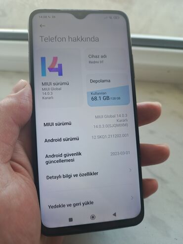 52 telefon: Xiaomi Redmi 9T, 128 GB, rəng - Qara, 
 Düyməli, Sensor, Barmaq izi