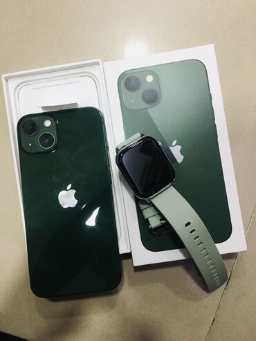 Apple iPhone: IPhone 13, Новый, 256 ГБ, Alpine Green, Защитное стекло, Чехол, Стилус, 100 %