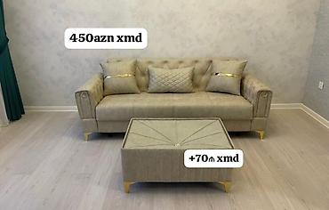 Divanlar: Tek divan – 450 AZN - Müasir dizayn: dərin kapitone tikişlər, qızılı — 32