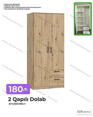Mebel: 2 qapılı paltar dolabı – 47×200×90 sm - Material: 18 mm laminat - — 1