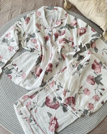 Пижамы: Пижама, Муслин, Китай, На пуговицах, 2XL, M, L — 3