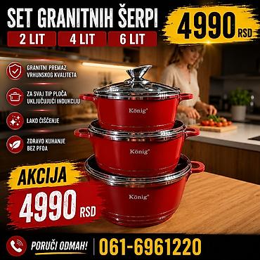 rumenko sastav: Set granitnih šerpi König – 3 komada: 2 L, 4 L i 6 L. - Granitni — 1